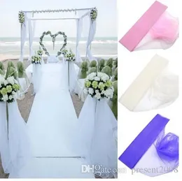 5 Meter 48cm Garn Sheer Crystal Bröllop Tulle Roll Organza Tyg för Ceremony Party Rustik Bröllop Dekor DIY Bröllop Organza Stol Sashes