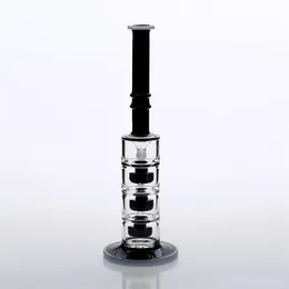 Immagine reale alta 32 cm Bianco Nero Hunter Base spessa Bong in vetro Tubo dell'acqua da 14,4 mm con percolato Riciclaggio impianti petroliferi