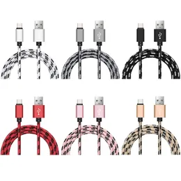 Tipo C Nylon trançado V8 Cabos de dados Micro USB Carregamento rápido Cabo do cabo do carregador para Xiaomi Huawei Android Telefone inteligente 1m 2m 3m Fio