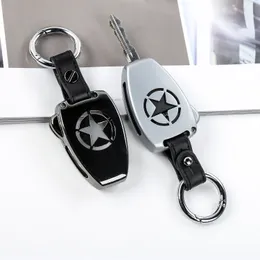 Metal Remote Key Fob Protection Cover with Key Chain for Jeep Wrangler JK 08-17 Car Accessories