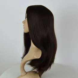 الباروكات اليهودية السوداء الطبيعية Kosher Sheitel Wigs 1B 2# 4# 6# 8# Braziian Human Hair Hair Silk Top Small Layer Style 1 8-28 Inch