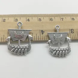 Wholesale 80pcs dragon boat antique silver charms pendants Jewelry DIY For Necklace Bracelet Earrings Retro Style 26*21mm