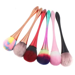 Aluminiumhandtag Nail Soft Damm Cleaner Rengöring Brush Acrylic UV Gel Pulver Avlägsnande Manikyr Verktyg Makeup Brush