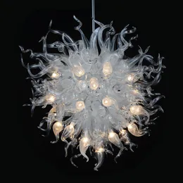 Wisiorek Lampy 100% Usta Dmuchane Borokrzemian Murano Szkło Szkło Szkło Żyrandole Wisiorek Lekki Clear-Glass Chandelier Oświetlenie Korpialnia