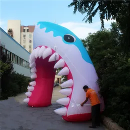 Hurtownia 4 m Wysokość Fancy nadmuchiwalny łuk rekina z paskiem i dmuchawą do dekoracji motywów reklamowych w centrum handlowym