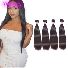 Brasilianskt jungfru hår 4 buntar raka 100% mänskliga hårförlängningar naturlig färg silkeslen rak grossist fyra stycken 8-30 tum
