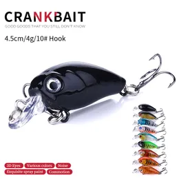 Hengjia Ny ankomstblandning 9 färger 4.5cm 4g 10 # krokar Crankbait Fiske Lures Fiske Hårdbete Big Crank Lures 100pcs CB005