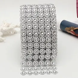 Sun Flower Diamond Siatki Wstążka 10yard 6 Rzędy Plastikowa Diamentowa Mesh Wrap Roll Silver Gold Party Sparkle Rhinestone Kryształowa wstążka DBC VT0774