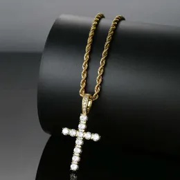 colares com pingente de cruz gelada para homens e mulheres designer de luxo pingentes cristãos zircões banhados a ouro 18k colar de corrente de ouro colar de joias para presente