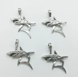 20pcs/Lot Big Shark Animals Alloy Charm Pendant Retro Jewelry DIY Keychain Ancient Silver Pendant For Bracelet Earrings 36x33mm