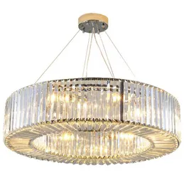 Luksusowy nowoczesny oświetlenie żyrandolowe Okrągłe kryształowe wisiorek Light Light Living Dining Room LED Nabrudnia de Cristal