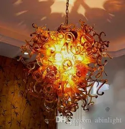 Ny design Amber Brown Color Blown Lamp Chain Chandelier LED -glödlampor Art Decor Murano Style Borosilicate Glass Högkvalitativ ljuskrona för hemmet