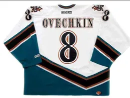 Sällsynta äkta full broderi hockey # 8 Alexander Ovechkin 2005 stil hockey jersey eller anpassade något namn nummer tröjor