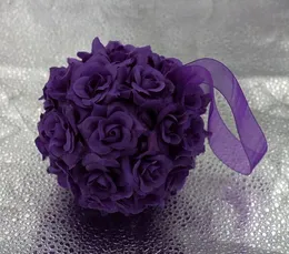 Wyprzedaż-6 fioletowy jedwabny kwiat kwiat całowanie piłka ślubna dekoracji