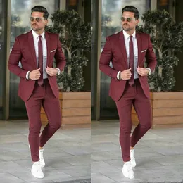 バーガンディタキシードジャケットメンズビンテージウールスーツ 3