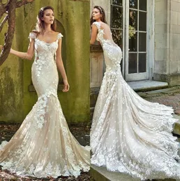 2019 Vintage Plus Size Mermaid Lace Backless Wedding Dresses Long vestido de novia Scoop Cap Sleeves Appliques Bridal Gowns