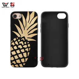 Creative Black Pineapple Custom Design Wood TPU Shockside Phone Fodral Vattentät för iPhone 6 7 8 11 Plus X XR XS Pro Max