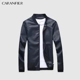 CARANFIER Mens Leather Jackets Men PU Faux Spring Fall Thin Coats Biker Punk Motorcycle Male Classic Jacket Stand Collar Zippers S191019