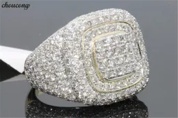 Choucong Luxury Male Ring Pave Setting Diamond 925 Sterling Silver Engagement Bröllop Band Ringar för Men Finger Smycken Gift