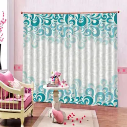 3d Curtain Window Premium Elegant Blue and White Flowers Custom Living Room Bedroom Beautifully Decorated Curtains