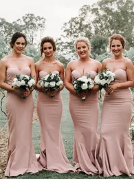 simple designs mermaid dusty pink bridesmaid dresses sweetheart sweep train zipper long cheap robes de demoiselle d'honneur women party gown