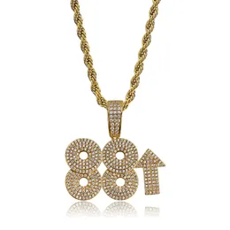 Wholesale-Hip-hop Diamond Pendant Digital Men's Necklace 88rising Rich Chigga Singer's same Pendant Necklace