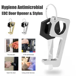 Contactless EDC Door Opener Key Tool press elevator for Outdoor Public door Handle Touchscreen Button Closer Opening Loop Hook Hand Stick with OPP bag