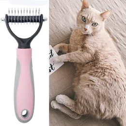 Cat pies futro przycinanie dematting dehedding szczotka dla psów psa usuwanie włosów Comb Comwalu pielęgnacja zwierząt domowych Matted Hair Curly Comb BH2297 TQQ