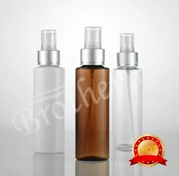 Gratis frakt 50PCS / Parti 120ml rund plastsprayflaska Aluminiummunstycke, Tomt Fine Mist Spray Pump Flaskor