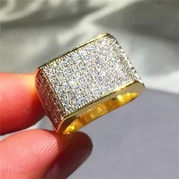 Men's Luxury Hip Hop Ring jewelry 925 Silver bling SONA Diamant painting full gold rings for boys Party gift Size 8-13