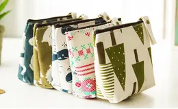 300pcs Coin Change Women Brief Canvas Forest Whale Printing Short Coin Purses