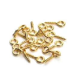 600pcs/lot gold plated Small Tiny Mini Eye Pins Eyepins Hooks Eyelets Screw Threaded Diy jewelry making 8mm