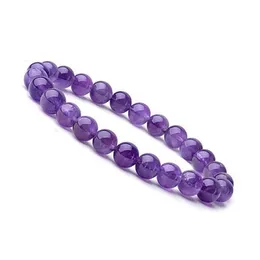 Natural 8mm Gorgeous Amethyst Healing Crystal Stretch Beaded Bracelet for Unisex Friendship Gift Bracelet Handmade Jewlerry