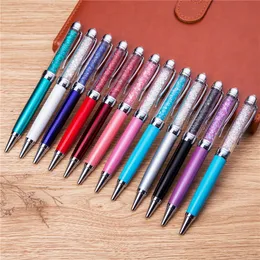 Luxury Big Tube Ballpoint Pens With Bling Crystal Advertising Signature Metal Pen Student Teacher Office School Writing Pen Gift