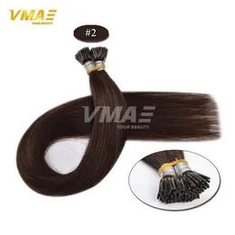 VMAE European 1G Strand 50g Naturbrun Blondin Straight Double Drawn Keratin Stick Pre Bonded I Tips Virgin Remy Human Hair Extensions