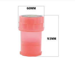 60mm Butelka Szlifierka Wodna Ciasna Air Tight Medical Grade Grade Plastikowe Abrader Hand Tobacco Herb plastikowy Przechowywanie schowek 3 Szlifierki warstwy