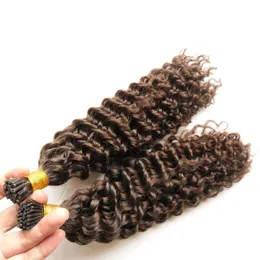 Gorąca Sprzedaż Kinky Curly Stick I Tip Remy Human Hair Extensions 200S Virgin Peruwiański Kinky Kręcone Pre Bonded Keratyn Fusion Stick I Wskazówka Włosy