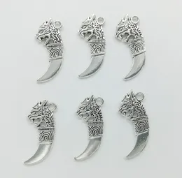 50st/lot Wolf Tooth Charms Hängen Retro Smycken Tillbehör DIY Antik silver Hänge För Armband Örhängen Nyckelring 30*12mm