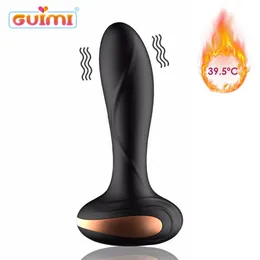 GUIMI Aquecimento Dildo Anal Vibrador por Homens Prostate Massager Butt Plug Male Masturbator eróticos Mercadorias Sexo Anal Brinquedos Para Adultos Y200421