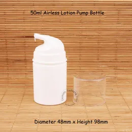 30個/ロットプラスチック製補給可能な50mlエアレスポンプローション肘の瓶小さい5/3ozの女性化粧品ポット空50gクリーム容器
