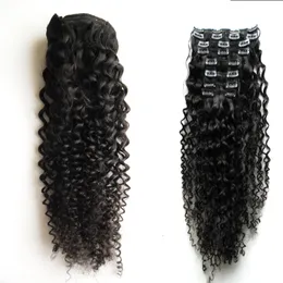 Afro Kinky Curly Wave Human Hair Class W Hair Extensions 8 sztuk Brazylijski Human Extension Clip 100g / Set Clip w Ludzkich przedłużeniach włosów