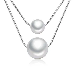 High quality Natural pearl Multi layered Necklaces For women 925 Sterling Silver chians White Gray Round oysters Pearl pendant Jewelry