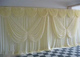 2020アイボリーの結婚式の背景カーテンアングルウィングスパンコール安い結婚式の装飾6メートル* 3m布の背景シーンの結婚式の装飾品