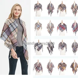 2019 Kvinnor Plaid Scarves Grid Tassel Wrap Oversized Check Sjal Vinter Neckerchief Lattice Triangle Blanket Scarf Gratis frakt