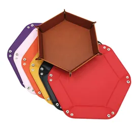 PUレザーの折りたたみ六角形のサイコーントレイ紫色のダイスボックスのための紫色のダイスボックスダイス収納ケースドロップシップ