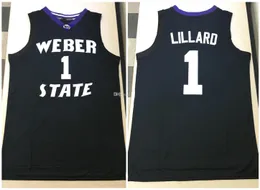 Weber State Wildcats College Damian Lillard #1 Siyah Retro Basketbol Forması Erkekler ED Özel Herhangi Bir Sayı İsim Formaları