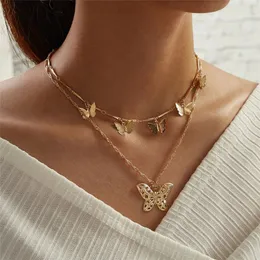 Gold Hollow Butterfly necklace multilayer Butterfly Necklace chokers women necklace pendants fashion jewelry will and sandy gift ppp