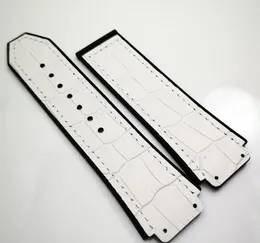 25mm/22mm Good quality fashion White Bamboo Leather Rubber Strap for Classic Fusion 44-45MM HB