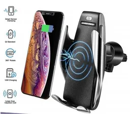 S5 Automatyczne mocowanie Bezprzewodowe Ładowarka samochodowa Uchwyt Odbiornik Montaż Smart Sensor 10 W Szybka ładowarka do ładowarki dla iPhone Samsung Universal Telefony