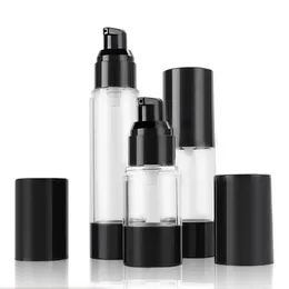 15ml 30ml 50MLClassic Black Vacuum Airless Pump Bottle Cosmetic Essence Oil Lotion packing Refillable Bottle F2017486